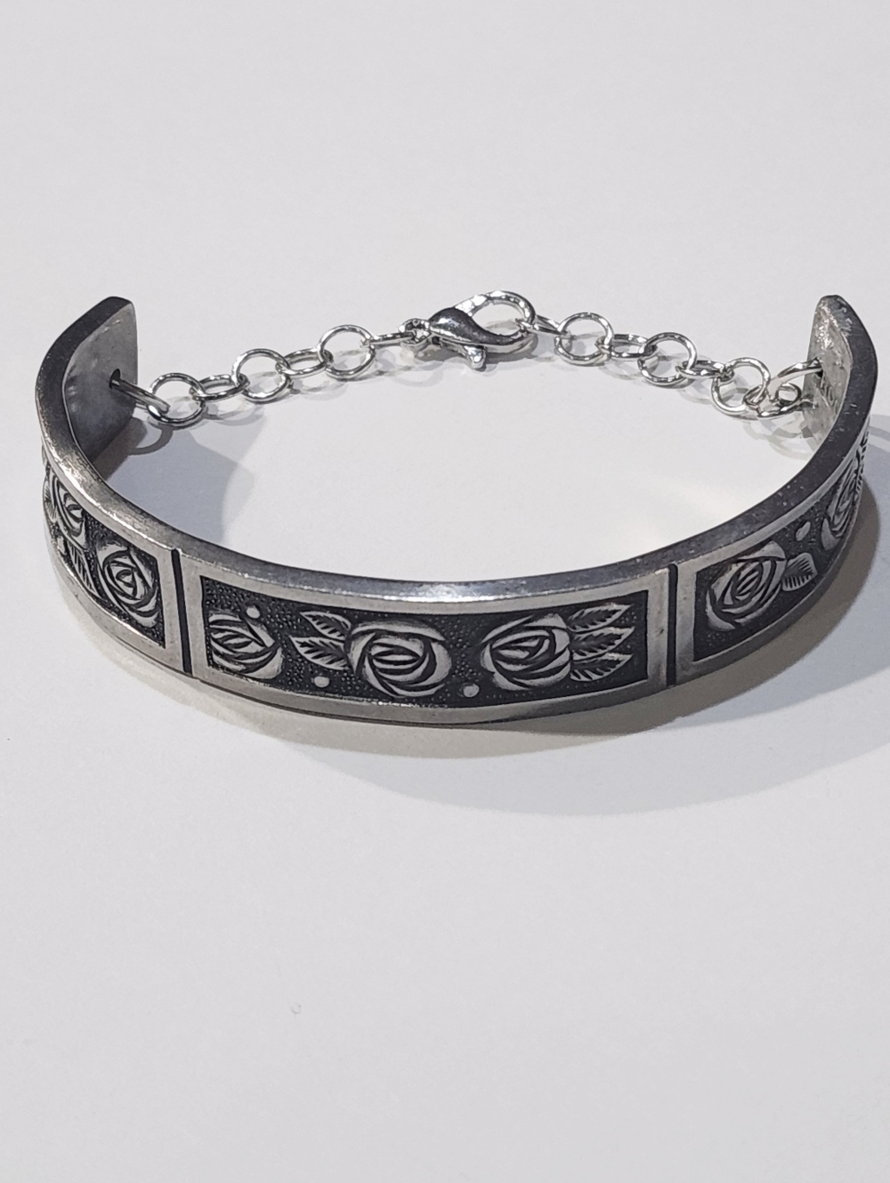 Rose Spoon Handle Floral Cuff Bracelet